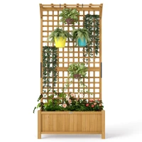 Outsunny Wood Planter with Trellis for Vine Climbing, Raised Garden Bed, Privacy Screen for Backyard, Patio, Deck, Yellow(m-11)