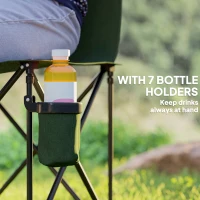 Outsunny 6 Seat Folding Camping Chair with Cup Holder and Carrying Case for Camping, Picnic, Sports Events, Dark Green(m-5)