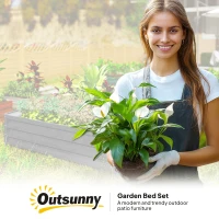 Outsunny 4' x 4' x 1' Raised Garden Bed Galvanized Steel Planter Box for Vegetables, Flowers, Herbs, Light Grey(m-7)