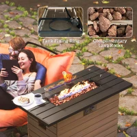 Outsunny 43" Propane Fire Pit Table 50,000 BTU Outdoor Gas Fire Table with Glass Wind Guard, Waterproof Cover(m-10)