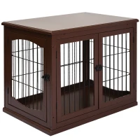 PawHut 26" Wooden Dog Cage with Double Door Entrance & Simple Modern Design, Brown(m-11)