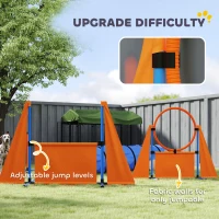 PawHut 10 PCs Dog Agility Training Equipment Set Outdoor Indoor, Dog Agility Course Backyard Set with 2 Tunnels, Weave Poles(m-5)
