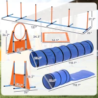 PawHut 10 PCs Dog Agility Training Equipment Set Outdoor Indoor, Dog Agility Course Backyard Set with 2 Tunnels, Weave Poles(m-3)