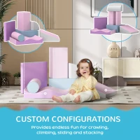 Soozier 7 Pieces Soft Play Foam Climbing Blocks, Indoor Modular Kids Play Toys for Climbing, Crawling, Sliding, Light Colour(m-5)