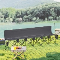 Outsunny 6 Seat Folding Camping Chair with Cup Holder and Carrying Case for Camping, Picnic, Sports Events, Dark Grey(m-9)