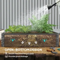 Outsunny 4' x 4' x 1' Raised Garden Bed Galvanized Steel Planter Box for Vegetables, Flowers, Herbs, Light Grey(m-6)