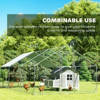 PawHut Large Metal Chicken Coop with Waterproof Cover, Roosting Bar, Nesting Box, 9.8' x 19.7' x 6.4'(m-9)