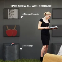 Outsunny 10' x 10' Pop Up Canopy Tent w/ Sidewall, UPF50+ Height Adjustable Instant Sun Shelter w/ Storage Pockets, Dark Gray(m-5)