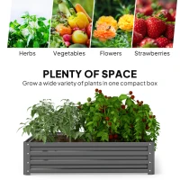 Outsunny 4' x 4' x 1' Raised Garden Bed Galvanized Steel Planter Box for Vegetables, Flowers, Herbs, Light Grey(m-4)
