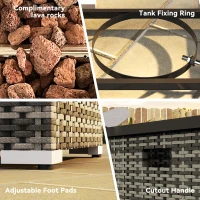 Outsunny 32" Propane Fire Pit Table 40,000 BTU Rattan Outdoor Gas Fire Table with Hideaway Propane Tank Holder, Waterproof Cover(m-9)