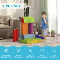 Soozier 7 Pieces Soft Play Foam Climbing Blocks, Indoor Modular Kids Play Toys for Climbing, Crawling, Sliding, Dark Colour(m-4)