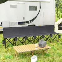 Outsunny 6 Seat Folding Camping Chair with Cup Holder and Carrying Case for Camping, Picnic, Sports Events, Dark Grey(m-8)