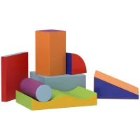 Soozier 7 Pieces Soft Play Foam Climbing Blocks, Indoor Modular Kids Play Toys for Climbing, Crawling, Sliding, Dark Colour(m-2)