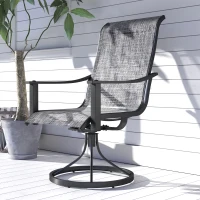 Outsunny 2 Pieces Rocking Swivel Patio Chairs, Mesh Outdoor Swivel Dining Chairs with High Back and Curved Armrests, Mixed Grey(m-9)