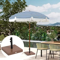 Outsunny Patio Umbrella Base, 42 lbs. Concrete Heavy Duty Umbrella Base for 1.25/1.5" Poles, Coffee(m-8)