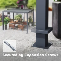 Outsunny 10' x 10' Louvered Pergola with Adjustable Metal Roof and Aluminum Frame, Outdoor Hardtop Gazebo with Drainage System(m-9)