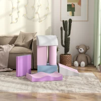 Soozier 7 Pieces Soft Play Foam Climbing Blocks, Indoor Modular Kids Play Toys for Climbing, Crawling, Sliding, Light Colour(m-9)