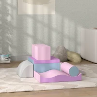 Soozier 7 Pieces Soft Play Foam Climbing Blocks, Indoor Modular Kids Play Toys for Climbing, Crawling, Sliding, Light Colour(m-8)