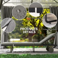 Outsunny PE Rattan Tanning Chair, Outdoor Patio Lounger with 5-Level Adjustable Back, Wheels and Cushion, Grey(m-7)