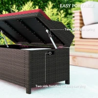 Outsunny Outdoor Wicker Storage Bench with Storage & Cushion, Red(m-5)
