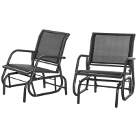 Outsunny 2-Piece Outdoor Glider Swing Set, Black, 264 lbs