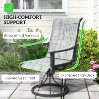 Outsunny 2 Pieces Rocking Swivel Patio Chairs, Mesh Outdoor Swivel Dining Chairs with High Back and Curved Armrests, Mixed Grey(m-6)
