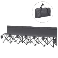 Outsunny 6 Seat Folding Camping Chair with Cup Holder and Carrying Case for Camping, Picnic, Sports Events, Dark Grey(m-2)