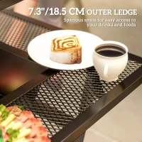 Outsunny Square Outdoor Fire Pit Firepit with Adjustable Grill Grate, Wood Fire Pit with Adjustable Foot Pads, Outer Ledge, Poker for Backyard Bonfire Picnic, Black(m-6)