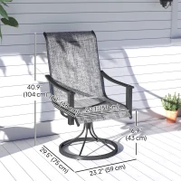 Outsunny 2 Pieces Rocking Swivel Patio Chairs, Mesh Outdoor Swivel Dining Chairs with High Back and Curved Armrests, Mixed Grey(m-3)