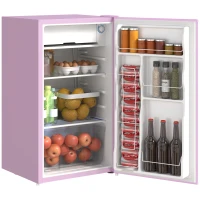 HOMCOM 3.2 Cu.Ft Mini Fridge with Freezer, Single Door Compact Refrigerator with Adjustable Thermostat, Reversible Door, Pink(m-11)
