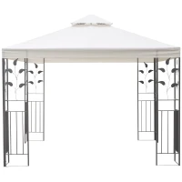 Outsunny 10' x 10' Outdoor Garden Metal Gazebo Patio Canopy Marquee Patio Party Tent Canopy Shelter Vented Roof Decorative Frame, Cream(m-11)