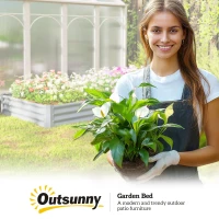 Outsunny 8 x 4 x 1ft Galvanized Raised Garden Bed, Reinforced Outdoor Planter Box with Open Bottom, Silver(m-10)