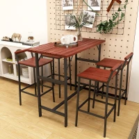 Outsunny 5 Piece Patio Bar Set with 47" Bar Height Table and 4 Bar Stools, for Backyard, Balcony, Porch, Pool, Lawn, Brown(m-9)