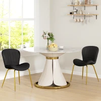 HOMCOM Dining Chairs Set of 2, Modern Accent Chair with Cushioned Backrest, Upholstery for Living Room, Black(m-7)