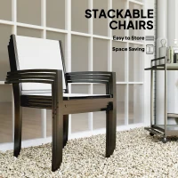 Outsunny 5 Piece Outdoor Dining Set with Round Table and 4 Stackable Chairs, for Backyard, Lawn, Deck, Balcony, Pool Side(m-4)