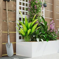 Outsunny Galvanized Raised Garden Bed Planter Box with Trellis for Climbing Plants, Vegetable, Vines, 35" x 16" x 70", White(m-9)