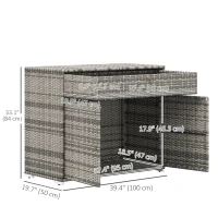 Outsunny Outdoor Storage Cabinet, Wicker 2-Door Pool Towel Storage Cabinet with Drawer, PE Rattan Pool Organizer, Grey(m-3)