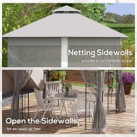 Outsunny 10'x10' Soft-top Steel Patio Gazebo Outdoor Sun Shelter with 2-Tier Polyester Roof, Curtain Sidewalls, Light Grey(m-6)