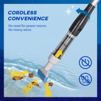 Outsunny Handheld Pool Vacuum, Cordless Pool Cleaner with Adjustable Pole and Brush Head for Above Ground & Inground Pools(m-4)