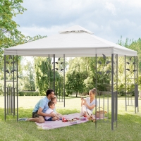 Outsunny 10' x 10' Outdoor Garden Metal Gazebo Patio Canopy Marquee Patio Party Tent Canopy Shelter Vented Roof Decorative Frame, Cream