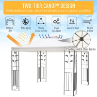 Outsunny 10' x 10' Outdoor Garden Metal Gazebo Patio Canopy Marquee Patio Party Tent Canopy Shelter Vented Roof Decorative Frame, Cream(m-5)