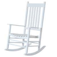 Outsunny Wooden Outdoor Rocking Chair with Armrests, High Back for Garden, Patio, Balcony, Porch, White