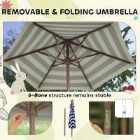 Qaba Wooden Kids Picnic Table & Bench Set with Removable Umbrella, Cushions, for Garden, Backyard, Patio, Navy Blue(m-5)