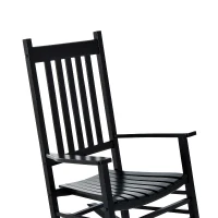 Outsunny Wooden Outdoor Rocking Chair with Armrests, High Back for Garden, Patio, Balcony, Porch, Black(m-8)
