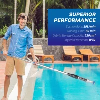 Outsunny Handheld Pool Vacuum, Cordless Pool Cleaner with Adjustable Pole and Brush Head for Above Ground & Inground Pools(m-6)