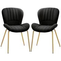 HOMCOM Dining Chairs Set of 2, Modern Accent Chair with Cushioned Backrest, Upholstery for Living Room, Black(m-2)