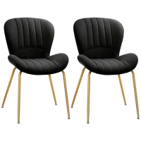 HOMCOM Dining Chairs Set of 2, Modern Accent Chair with Cushioned Backrest, Upholstery for Living Room, Black(m-11)