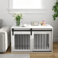 PawHut 39" Dog Crate Furniture, Dog Crate End Side Table for Large Dogs, White(m-10)