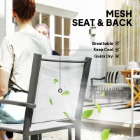 Outsunny 5 Piece Outdoor Dining Set with Round Table and 4 Stackable Chairs, for Backyard, Lawn, Deck, Balcony, Pool Side(m-5)