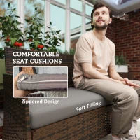 Outsunny 4 Pieces Wicker Outdoor Balcony Furniture Set Rattan Patio Furniture Set with Loveseat Chairs Glass Coffee Table Grey(m-6)